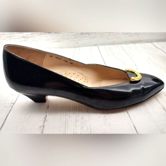 Celine Paris France Black Patent Leather Pumps Shoes Womens Vintage Authentic - Picture 7 of 16